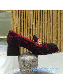 Gucci GG Wool Loafers with Chain 626594 Blue/Red 2020