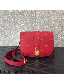 Valentino Vlogo Leather Accordion Shoulder Bag 0040 Red 2021