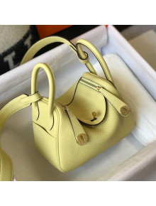 Hermes Lindy Mini Bag 19cm in Grainy Calfskin Chick Yellow 2021