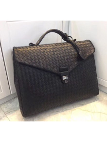 Bottega Veneta Intrecciato V Small Briefcase Black 