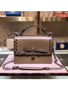 Fendi Calfskin KAN I Small Bag with Leather Threading and Bows Coffee/Grey 2018