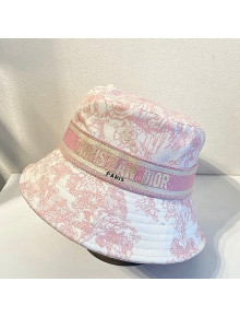 Dior Bucket Hat in Toile de Jouy Reverse Embroidered Cotton Pink 2021