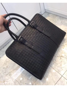 Bottega Veneta Intrecciato Wax Calfskin Zip Briefcase Black 