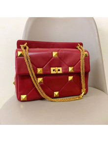 Valentino Roman Stud Lambskin Nappa Large Chain Bag 0188 Red 2020