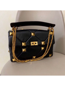 Valentino Roman Stud Lambskin Nappa Large Chain Bag 0188 Black 2020