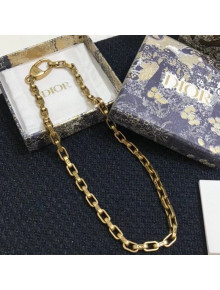 Dior Vintage CD Metal Necklace Aged Gold 2020