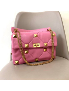 Valentino Roman Stud Lambskin Nappa Large Chain Bag 0188 Pink 2020