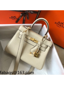 Hermes Kelly Mini Bag 20cm in Togo Calfskin Wool White 2021