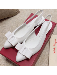 Salvatore Ferragamo Viva Lambskin Bow Slingback White 2021