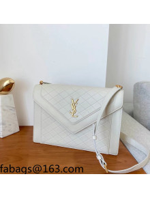 Saint Laurent Gaby Satchel Bag in Vintage Lambskin 668863 White/Gold 2021