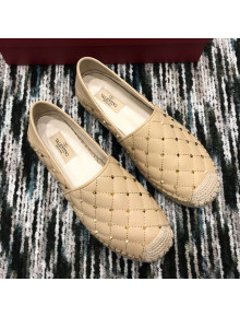 Valentino Rockstuds Lambskin Espadrilles Light Beige 2019