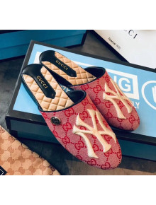 Gucci GG Slipper Mule with NY Yankees™ Patch Pink/Red 2019