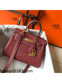 Hermes Kelly Mini Bag 20cm in Togo Calfskin Bordeaux Red 2021