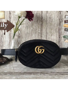 Gucci 476434 Marmont Matelassé Velvet Belt Bag Black 2017