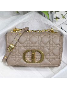 Dior Small Caro Chain Bag in Soft Cannage Calfskin Taupe Grey 2021