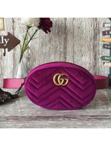 Gucci 476434 Marmont Matelassé Velvet Belt Bag Fuchsia 2017