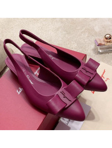 Salvatore Ferragamo Viva Lambskin Bow Slingback Fuchsia Red 2021