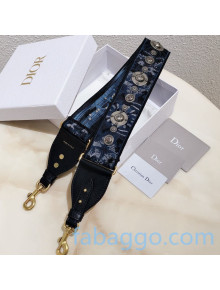 Dior Embroidered Shoulder Strap with Silver Metal Charms Blue 10 2020