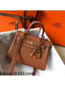 Hermes Kelly Mini Bag 20cm in Togo Calfskin Golden Brown 2021