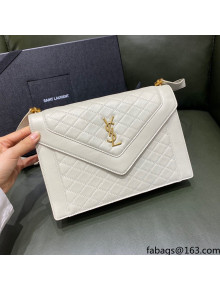 Saint Laurent Gaby Satchel Bag in White Lambskin 668863 2021 Top