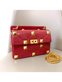 Valentino Roman Stud Lambskin Nappa Medium Chain Bag 0188 Red 2020