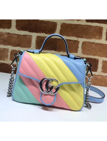 Gucci GG Marmont Matelassé Mini Top Handle Bag 547260 Multicolor Pastel 2020