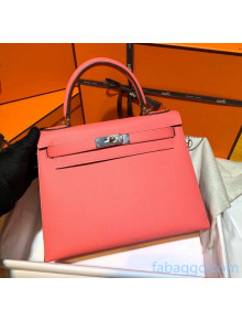 Hermes Kelly 25/28/32cm Bag in Original Epsom Leather Rouge/Silver Hardware 2020  (Half-Handmand) 