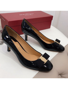 Salvatore Ferragamo Carla Patent Leather Bow Pumps 5.5cm Black 2021