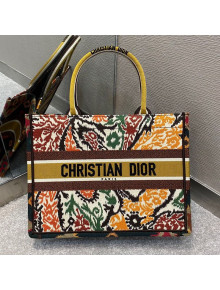 Dior Small Book Tote Bag in Yellow Multicolor Paisley Embroidery 2021