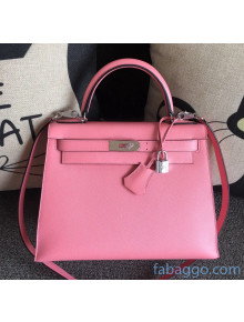 Hermes Kelly 25/28/32cm Bag in Original Epsom Leather Pink/Silver Hardware 2020  (Half-Handmand) 