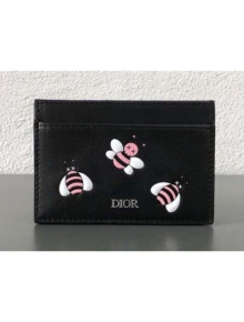 Dior × Kaws Black Card Holder With Pink Bees  