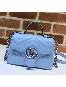 Gucci GG Marmont Matelassé Mini Top Handle Bag 547260 Pastel Blue 2020