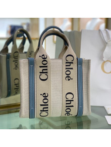 Chloe Small Woody Canvas Tote Bag Dusty Blue 2021