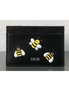 Dior × Kaws Black Card Holder With Yellow Bees  