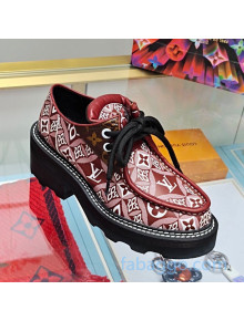 Louis Vuitton LV Beaubourg Platform Derby Lace-up Loafers in 1854 Monogram Canvas Red 2020