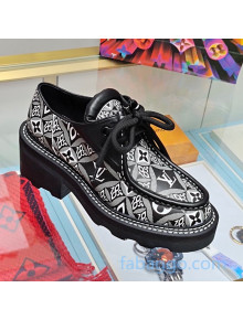 Louis Vuitton LV Beaubourg Platform Derby Lace-up Loafers in 1854 Monogram Canvas Black 2020