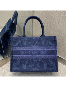 Dior Small Book Tote Bag in Blue Flowers Embroidered Denim 2021