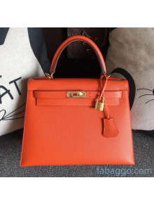 Hermes Kelly 25/28/32cm Bag in Original Epsom Leather Orange/Gold Hardware 2020  (Half-Handmand) 