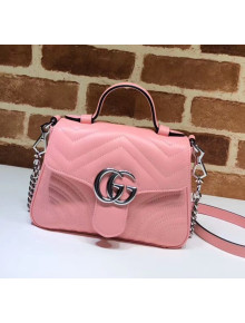 Gucci GG Marmont Matelassé Mini Top Handle Bag 547260 Pastel Pink 2020