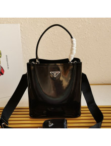 Prada Panier Brushed Leather Bucket Bag 1BA319 Black 2021