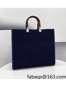 Fendi Sunshine Medium Shopper Tote Bag in Blue Texture FF Fabric 2021 8528