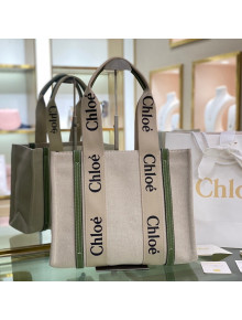 Chloe Medium Woody Canvas Tote Bag Green 2021