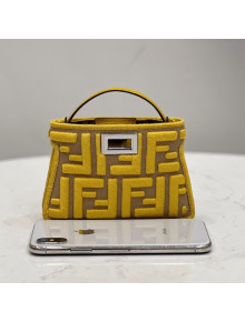 Fendi Nano Baguette Charm in FF Canvas Beige/Yellow 2021 8523