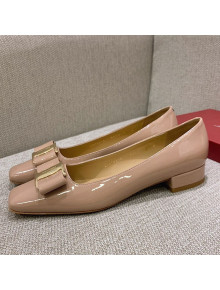 Salvatore Ferragamo Patent Leather Bow Pumps 2.5cm Nude 2021