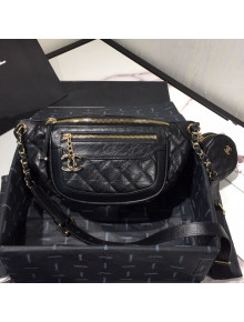 Chanel Quilted Aged Calfskin Waist Bag/Belt Bag and Coin Purse AS1077 Black 2019