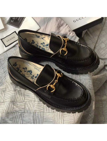 Gucci Leather Horsebit Lug Sole Loafers Black 2019