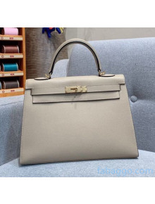 Hermes Kelly 25/28/32cm Bag in Original Epsom Leather Light Grey/Gold Hardware 2020  (Half-Handmand) 