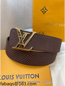 Louis Vuitton Damier Leather Belt 4cm with Bloom LV Buckle Brown 2021 110606