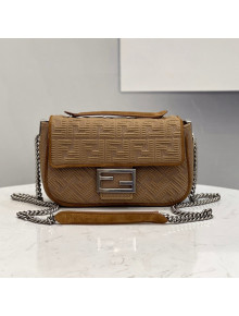 Fendi Baguette Medium Bag in Beige Texture FF Fabric 2021 8529