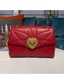 Dolce&Gabbana Large Devotion Shoulder Bag in Quilted Nappa Leather Red 2019